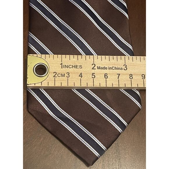 U.s. Polo Assn. Brown Blue 100% Silk Men’s Neck Tie Made In China - Picture 4 of 9